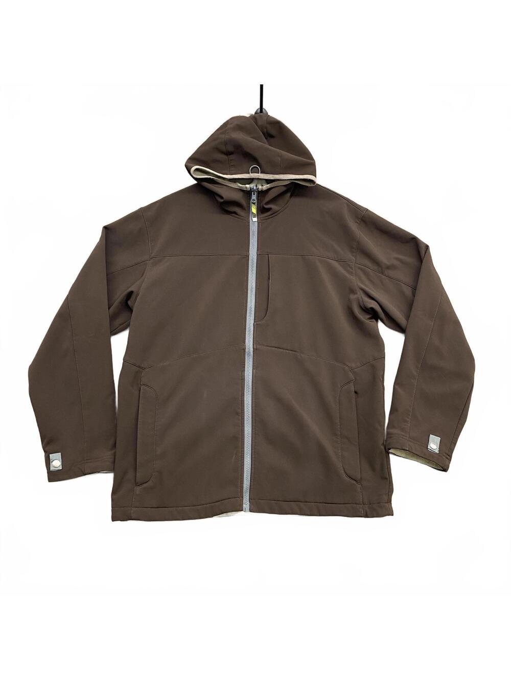 Men's Firefly Softshell Hooded Jacket Sz M Brown Fleece Lined Full Zip Jacket